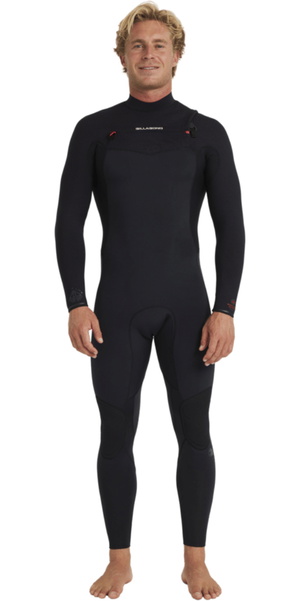 2026 Billabong Mens Revolution Natural 4/3mm Chest Zip Wetsuit 24AW193512 - Black Red